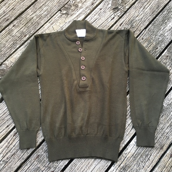 Hunter Green Mock Neck Button Down Sweater - Picture 1 of 4